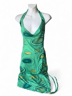 SHEIN Bright Green Elastic Waist Casual Dress